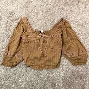 Copper American eagle cropped blouse